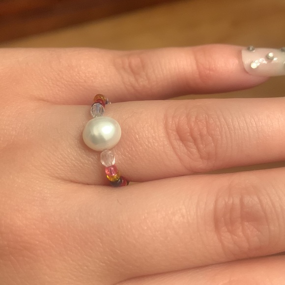 HANDMADE - Cute Rainbow Pearl Ring 🌈 - Picture 3 of 5
